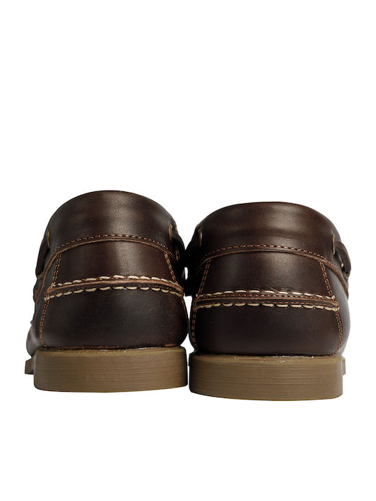 0450 Δερμάτινα Ανδρικά Boat Shoes σε Καφέ Χρώμα