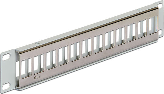 DeLock Patch Panel Keystone για Rack 1U 10" 12 Θυρών Γκρι