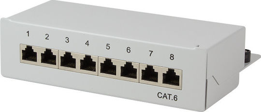 LogiLink Shielded Patch Panel for Rack 1U with 8 cat6 Ports Gray