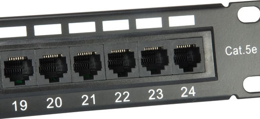 Equip Panou Patch pentru Rack 1U 19" 24 Porturi cat5e Negru
