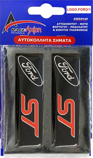 Race Axion Auto-Emblem-Dekoration Ford ST Schraubembleme für Epoxidharz-Fußmatten 10x3cm 2 Stück in Schwarz Farbe LOGO.FORD/1-RXCCA