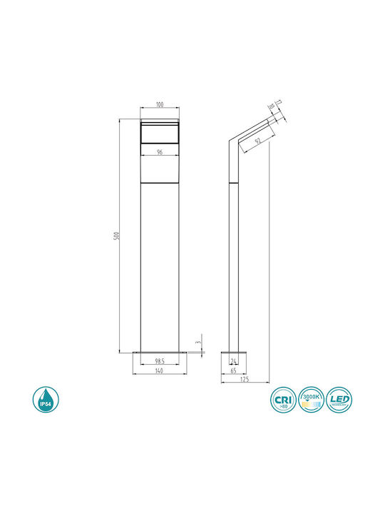 Trio Lighting Pearl Small Post Outdoor Floor Lamp 9W with Warm White Light IP54 Black
