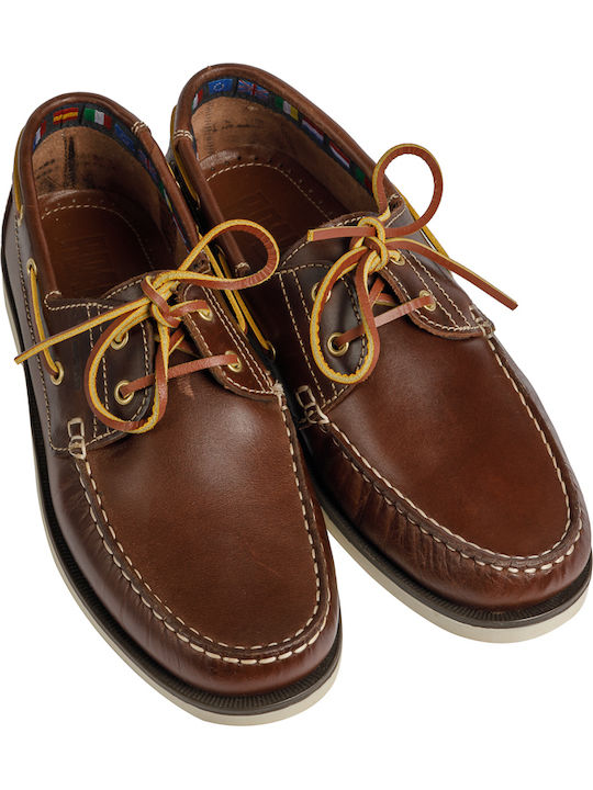 14692 Men's Leather Boat Shoes Brown