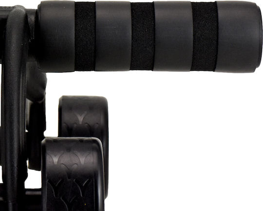 Abdominal Wheel Black with Anti-Slip Handles & Mat και Μπάρα Εκγύμνασης Σώματος Μαύρη/Κόκκινη