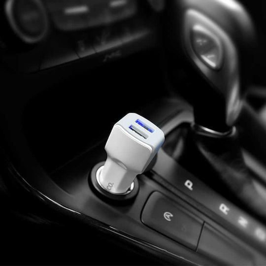 Hoco Z23 Încărcător Auto 12W 2.4A Încărcare Rapidă cu Porturi: 2xUSB Alb Culoare