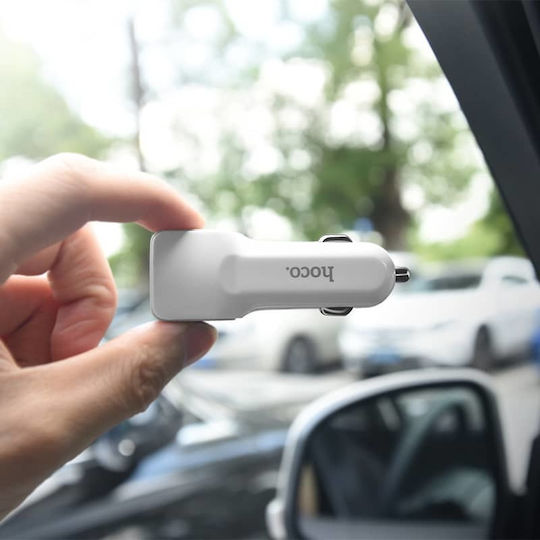 Hoco Z23 Încărcător Auto 12W 2.4A Încărcare Rapidă cu Porturi: 2xUSB Alb Culoare