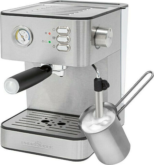Profi Cook PC-ES 1209 Μηχανή Espresso 850W Πίεσης 20bar Ασημί