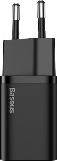 Baseus Charger with USB-C Port and Cable USB-C - Lightning 20W Power Delivery Blacks (Super Si)