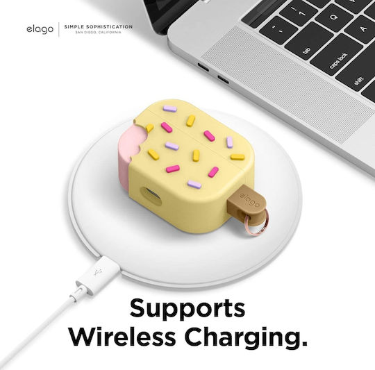 Elago Ice Cream Case Silicone with Hook in Yellow color for Apple AirPods Pro