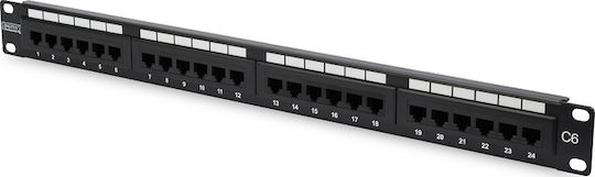 Digitus Patch Panel Unshielded για Rack 1U 19" 24 Θυρών cat6 Μαύρο