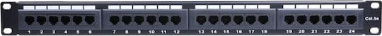 Goobay Patch Panel για Rack 1U 19" 24 Θυρών cat5e Μαύρο