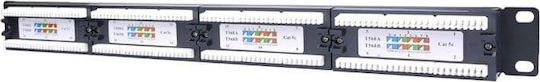 Goobay Patch Panel για Rack 1U 19" 24 Θυρών cat5e Μαύρο
