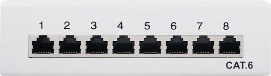 Goobay Patch Panel for Rack 1U with 8 cat6 Ports Gray
