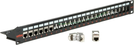 Keystone Patch Panel für Rack 1U 19" 24 Ports cat6 Schwarz