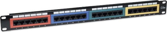 Intellinet Patch Panel για Rack 1U 19" 24 Θυρών cat5e Μαύρο