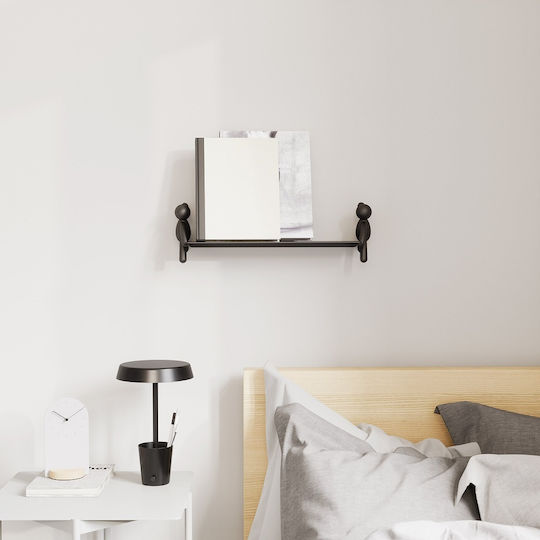 Wall Shelf Buddy Black 46x9x14cm