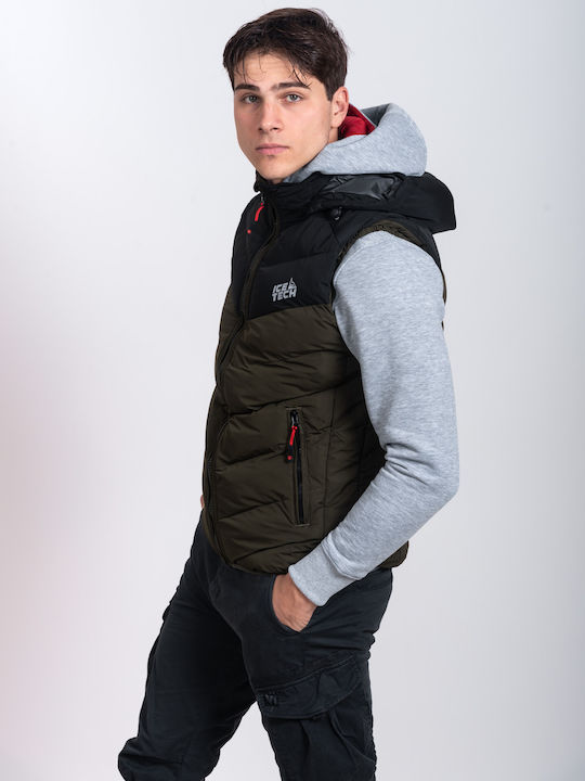 Sleeveless Jacket Puffer Khaki