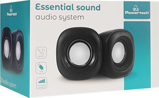 Powertech Essential Sound PT-844 Ηχεία Υπολογιστή 2.0 με Ισχύ 3W σε Μαύρο Χρώμα