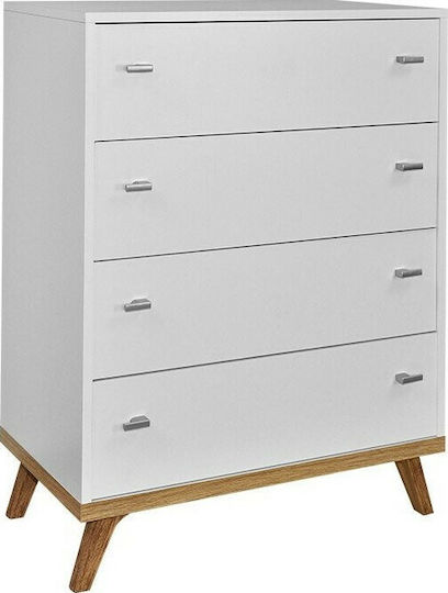Kommode Schlafzimmer Holz Falco III mit 4 Schubladen Weiß 69x35x92cm