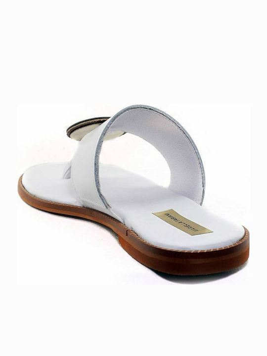 Mariella Fabiani 2011 Leather Women's Flat Sandals In White Colour