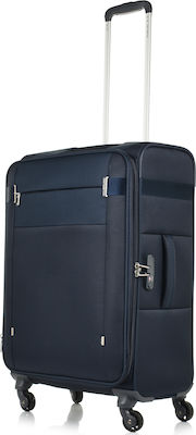 Samsonite Citybeat A760 Spinner 66/24 EXP Mittlerer Reisekoffer Weichschalen Marineblau mit 4 Räder Höhe 66cm