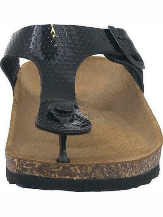 GS Leather Women's Flat Sandals in Black Color