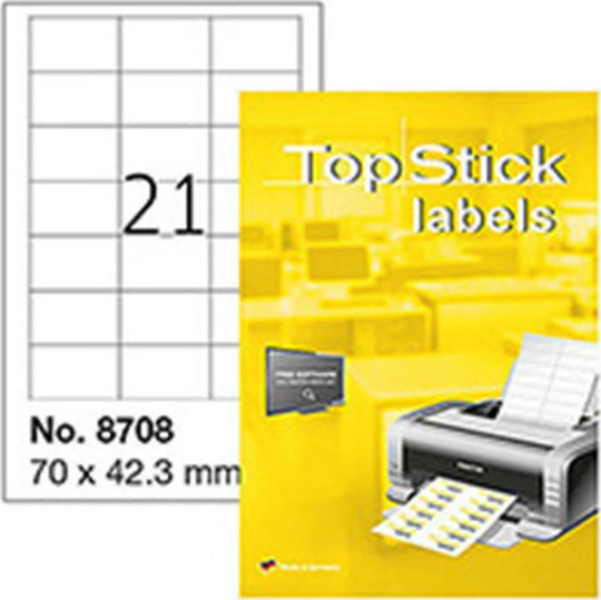 Topstick 2100 Αυτοκόλλητες Ετικέτες Α4 Ορθογώνιες 70x42.3mm