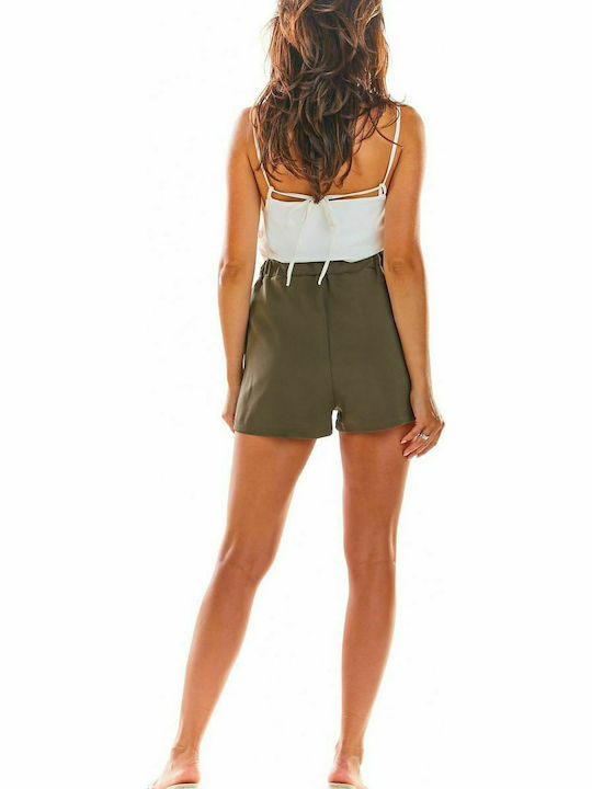 Awama Women's High-waisted Shorts Khaki