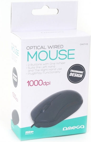 Omega OM07V Wired Ενσύρματο Ποντίκι Μαύρο
