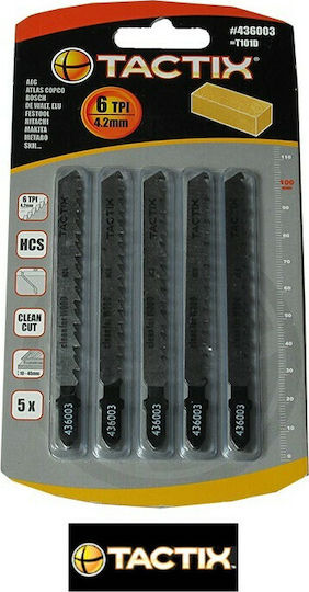 Tactix Jig Saw Blade for Wood 100mm with Thick Tooth 5pcs 436003