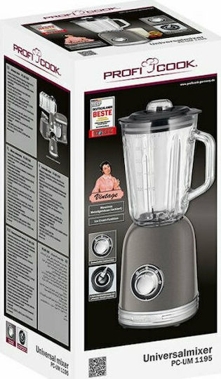 Profi Cook PC-UM 1195 Blender with Glass Jug 1.5 Litre 800W Gray