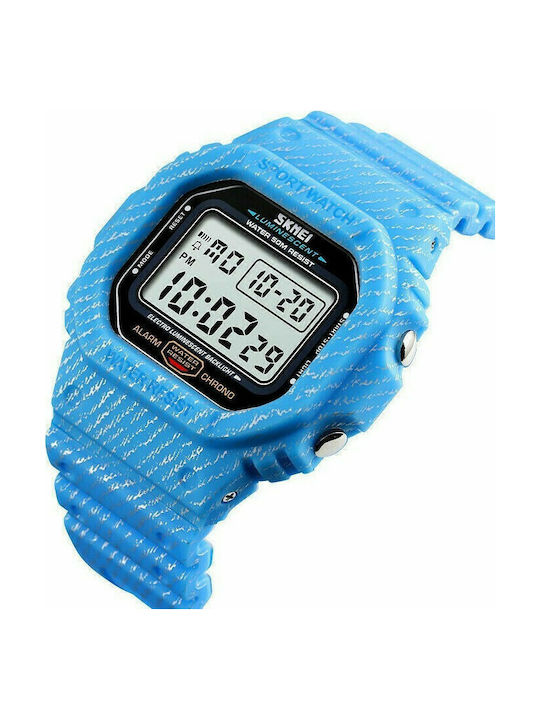 Skmei 1471 Watch Battery with Blue Rubber Strap