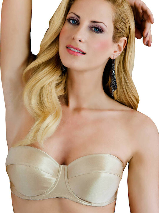 Μπεζ Strapless Σουτιέν χωρίς Ενίσχυση