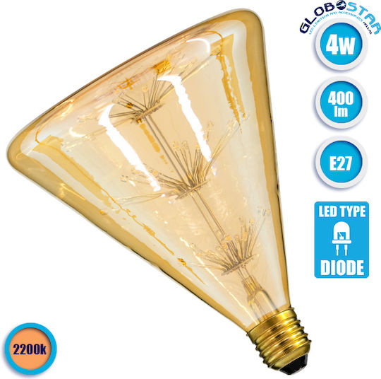 GloboStar Edison Retro LED крушка 4W 175mm за фасунга E27 Топло бяло 400лм