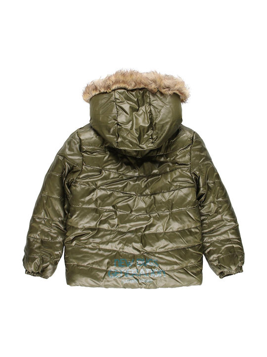 Boboli Kids Quilted Jacket short Double Sided Hooded Green