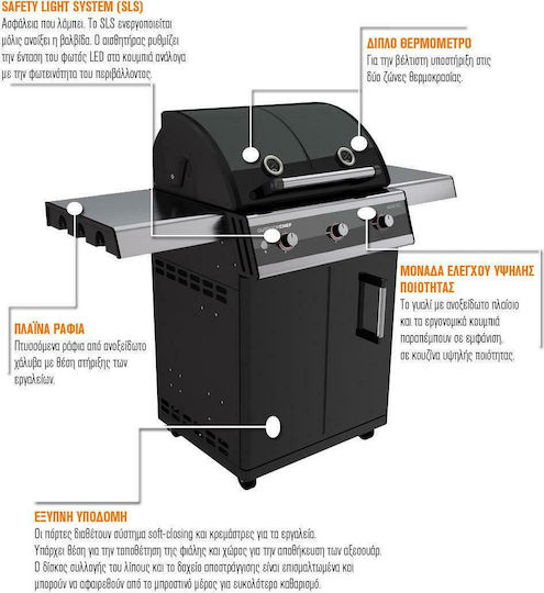 Outdoorchef Dualchef 315 G Grătar pe gaz Din fontă Grătar 60.9bucx44buccm cu 3 buc 12kW