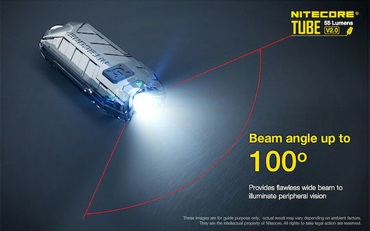 NiteCore Επαναφορτιζόμενος Φακός Μπρελόκ LED IP65 με Μέγιστη Φωτεινότητα 55lm Tube V2.0 Ενσωματωμένη Orange