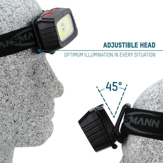 Ansmann Stirnlampe LED IPX4 Doppelte Funktion mit maximaler Helligkeit 185lm Schwarz