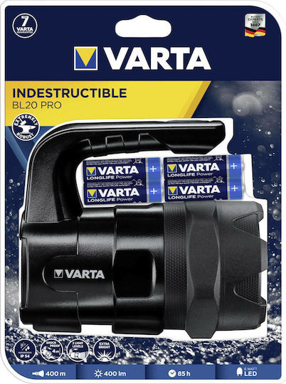 Varta Flashlight LED IP54 with Maximum Brightness 400lm Black