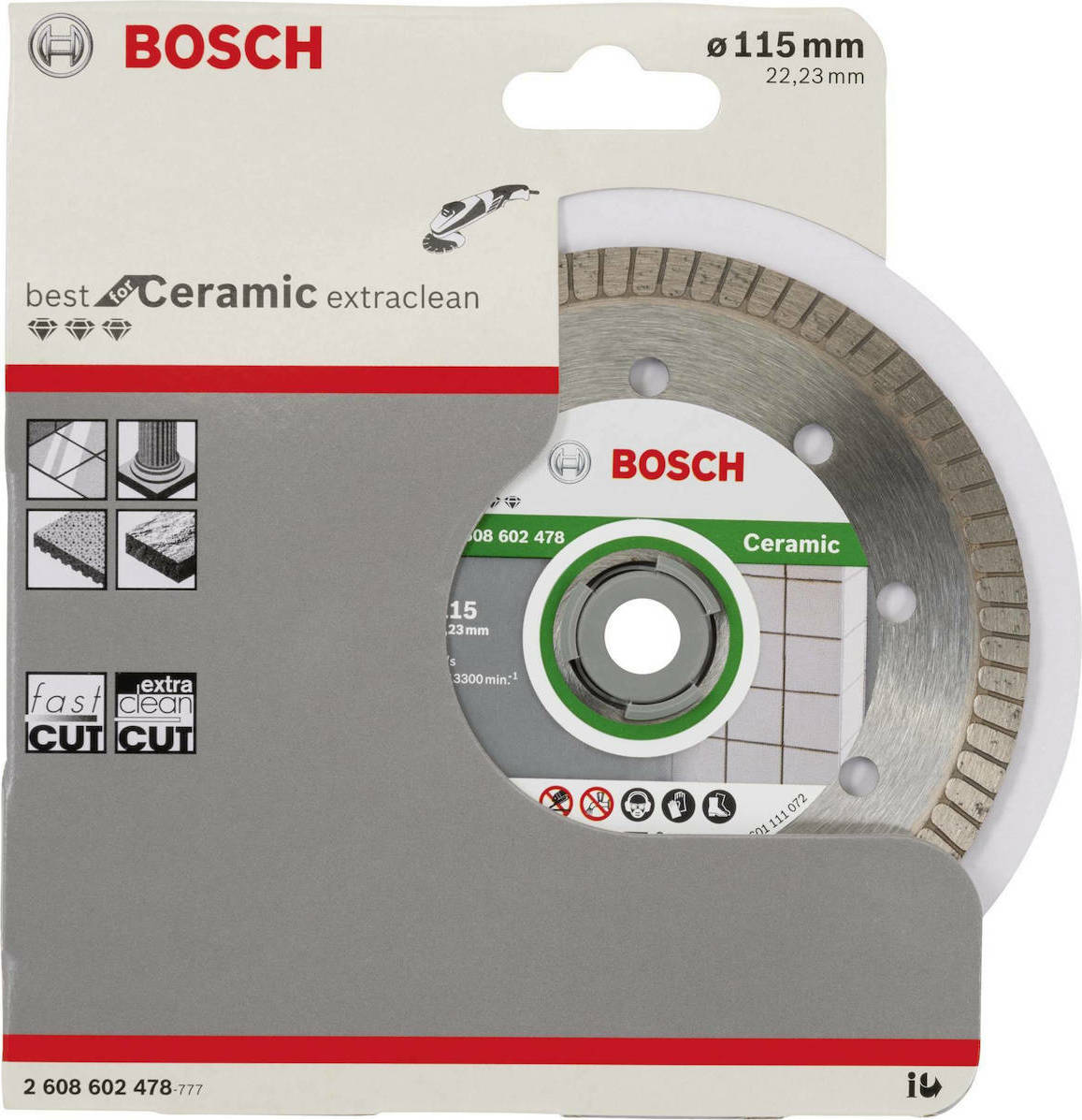 Bosch Δίσκος Κοπής Πλακιδίων Διαμαντέ Extra Clean Turbo 115mm