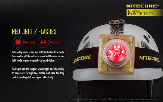 NiteCore Επαναφορτιζόμενος Αντιεκρηκτικός Φακός Κεφαλής LED IPX8 με Μέγιστη Φωτεινότητα 260lm EH1