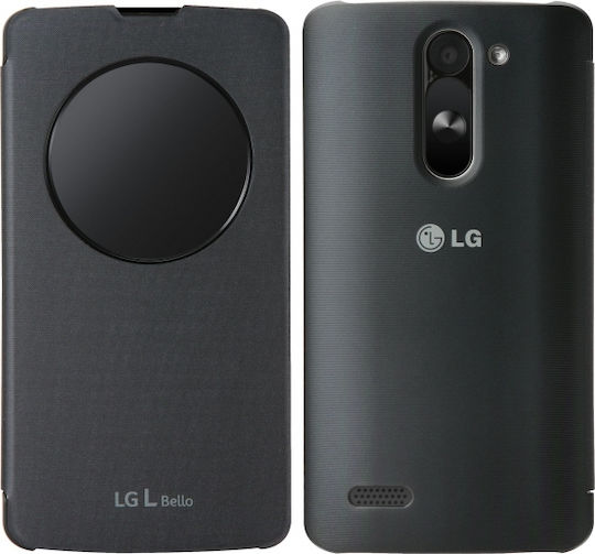 LG Quickcircle Case Книга Изкуствена кожа Черен (LG L Bello)