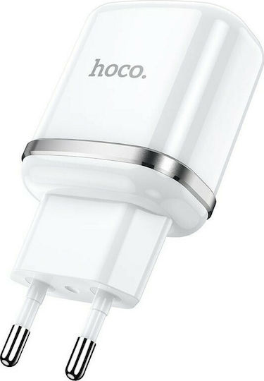 Hoco Ladegerät mit 2 USB-A Anschlüsse und Kabel Micro-USB Weißs (N4 Aspiring)