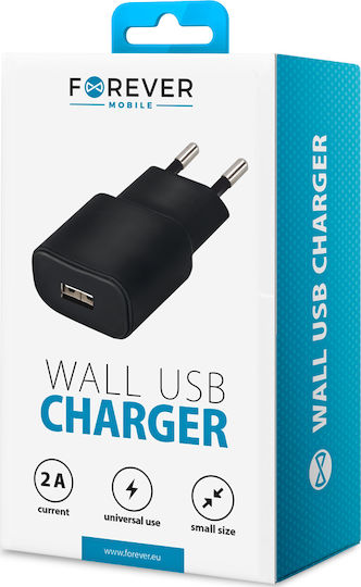 Forever Charger Without Cable with USB-A Port Blacks (TC-01)