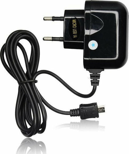 Blue Star Încărcător cu Cablu Integrat micro USB Negruς (5901737193568)