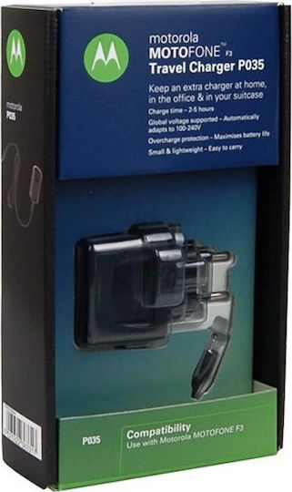 Motorola Φορτιστής με Ενσωματωμένο Καλώδιο micro USB Μαύρος (P035 F3)
