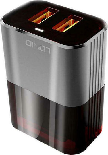 Ldnio Charger Without Cable with 2 USB-A Ports Blacks (A2206)