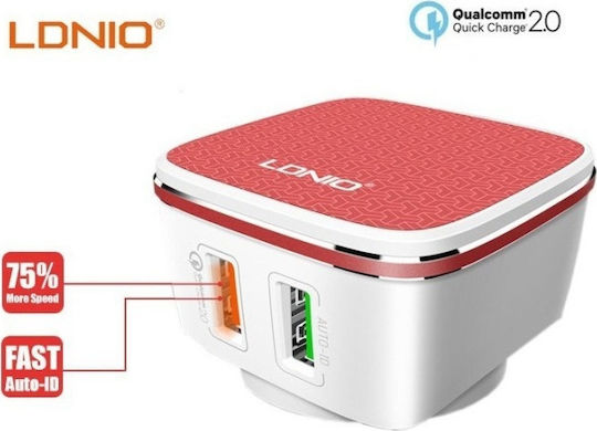Ldnio Încărcător cu 2 Porturi USB-A și Cablu Lightning Portocaliu (A2405Q)