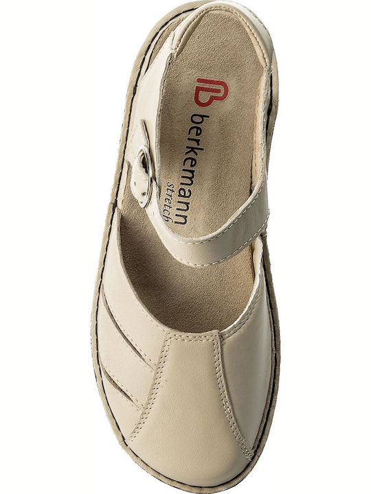 Birthe Leather Women's Flat Sandals Anatomic in White Color