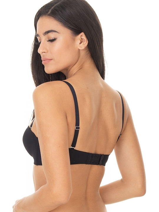 Secret Sense Μαύρο Strapless Σουτιέν με Ελαφριά Ενίσχυση & Μπανέλες